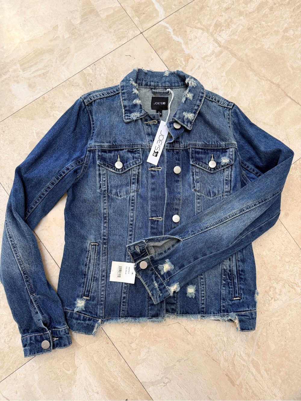 Joe's Jeans  Blue Distressed Denim Jacket with Tag girls 12/14